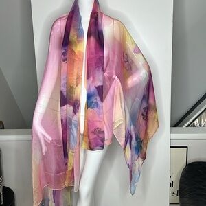 Pason Extra Large Sheer Silk Like 78” x 57” Wrap Shawl Scarf